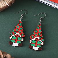 1 Pair Vintage Christmas Cute Dwarf Pendant Earrings Women's Wooden Double-sided Christmas Earrings main image 5