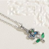 Sweet Classic Style Flower Copper Plating Inlay Shell Zircon 14k Gold Plated White Gold Plated Pendant Necklace sku image 6