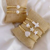 Retro Cross Star Heart Shape Pearl Copper Bracelets In Bulk main image 1