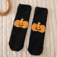 Women's Cartoon Style Halloween Pattern Polyester Crew Socks A Pair sku image 2