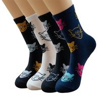 Femmes Style De Bande Dessinée Mignon Chat Coton Crew Socks Une Paire main image 1