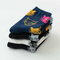 Femmes Style De Bande Dessinée Mignon Chat Coton Crew Socks Une Paire main image 3