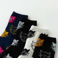 Femmes Style De Bande Dessinée Mignon Chat Coton Crew Socks Une Paire main image 2