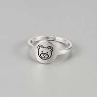 Argent Han Ge S925 Argent Sterling Mini Bande Dessinée Ours Bague Femme Élégant Rétro Minimalisme Frais Étudiant Bijoux main image 1