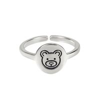 Argent Han Ge S925 Argent Sterling Mini Bande Dessinée Ours Bague Femme Élégant Rétro Minimalisme Frais Étudiant Bijoux main image 2