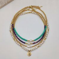 Multi-layer Twin Necklace Female European And American National Style Ins Niche Natural Pearl Hand-woven Beads Clavicle Chain Female main image 5