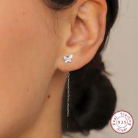 1 Pair Elegant Butterfly Plating Inlay Sterling Silver Zircon Drop Earrings main image 4