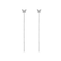 1 Pair Elegant Butterfly Plating Inlay Sterling Silver Zircon Drop Earrings sku image 2