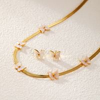 201 Stainless Steel Shell 18K Gold Plated Elegant Simple Style Plating Star Heart Shape Flower Earrings Necklace main image 8