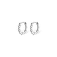 1 Pair Simple Style Round Color Block Inlay Sterling Silver Zircon Hoop Earrings sku image 1