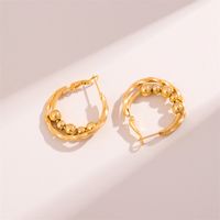 1 Pair Retro Simple Style C Shape Round Twist Plating 201 Stainless Steel 18K Gold Plated Ear Studs main image 3