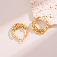 1 Pair Retro Simple Style C Shape Round Twist Plating 201 Stainless Steel 18K Gold Plated Ear Studs main image 4