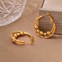 1 Pair Retro Simple Style C Shape Round Twist Plating 201 Stainless Steel 18K Gold Plated Ear Studs main image 5