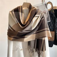 Korean Style Plaid Scarf Women's Autumn And Winter Warm Shawl Men's Scarf Long Tassel Wild Couple Scarf Imitation Cashmere main image 1