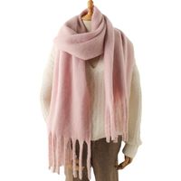 Mohair Scarf Pure Color All-matching Winter Warm Lengthened Fringe Bib Scarf Men's And Women's European And American Export Thick Scarf main image 5