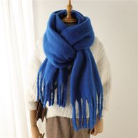 Mohair Scarf Pure Color All-matching Winter Warm Lengthened Fringe Bib Scarf Men's And Women's European And American Export Thick Scarf sku image 1