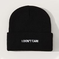 Unisex Casual Preppy Style Letter Embroidery Eaveless Beanie Hat sku image 1