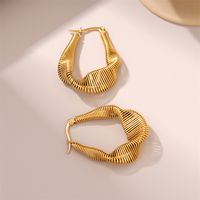 1 Pair Retro Simple Style U Shape Twist Plating 201 Stainless Steel 18K Gold Plated Earrings main image 3