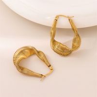 1 Pair Retro Simple Style U Shape Twist Plating 201 Stainless Steel 18K Gold Plated Earrings main image 7