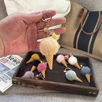 Cute Ice Cream Artificial Mink Hair Kid's Bag Pendant Keychain sku image 7