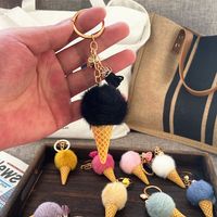 Cute Ice Cream Artificial Mink Hair Kid's Bag Pendant Keychain sku image 3