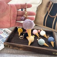 Cute Ice Cream Artificial Mink Hair Kid's Bag Pendant Keychain main image 2