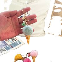 Cute Ice Cream Artificial Mink Hair Kid's Bag Pendant Keychain main image 4