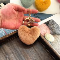 Cute Heart Shape Imitated Mink Unisex Bag Pendant Keychain main image 5