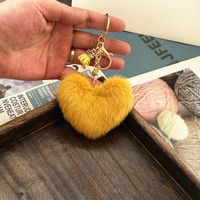 Cute Heart Shape Imitated Mink Unisex Bag Pendant Keychain sku image 2