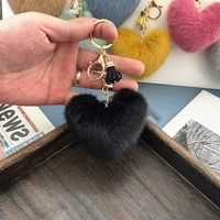 Cute Heart Shape Imitated Mink Unisex Bag Pendant Keychain sku image 4