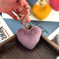 Cute Heart Shape Imitated Mink Unisex Bag Pendant Keychain sku image 6