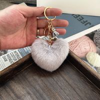 Cute Heart Shape Imitated Mink Unisex Bag Pendant Keychain sku image 9