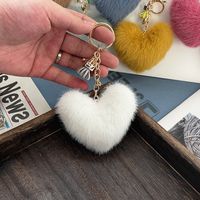 Cute Heart Shape Imitated Mink Unisex Bag Pendant Keychain sku image 5