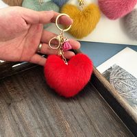 Cute Heart Shape Imitated Mink Unisex Bag Pendant Keychain sku image 10