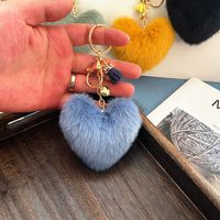 Cute Heart Shape Imitated Mink Unisex Bag Pendant Keychain sku image 8