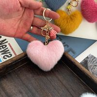 Cute Heart Shape Imitated Mink Unisex Bag Pendant Keychain sku image 12