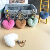 Cute Heart Shape Imitated Mink Unisex Bag Pendant Keychain main image 1