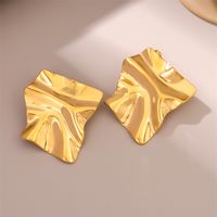 1 Pair Retro Simple Style Irregular Square Plating 201 Stainless Steel 18K Gold Plated Ear Studs main image 1