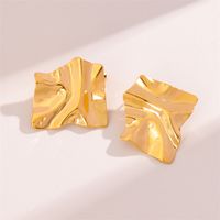 1 Pair Retro Simple Style Irregular Square Plating 201 Stainless Steel 18K Gold Plated Ear Studs main image 7