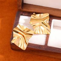 1 Pair Retro Simple Style Irregular Square Plating 201 Stainless Steel 18K Gold Plated Ear Studs main image 3