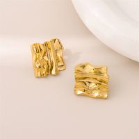1 Pair Retro Simple Style Irregular Square Plating 201 Stainless Steel 18K Gold Plated Ear Studs main image 9