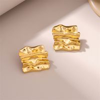 1 Pair Retro Simple Style Irregular Square Plating 201 Stainless Steel 18K Gold Plated Ear Studs main image 10