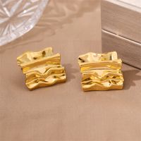 1 Pair Retro Simple Style Irregular Square Plating 201 Stainless Steel 18K Gold Plated Ear Studs main image 6