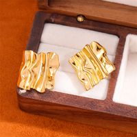 1 Pair Retro Simple Style Irregular Square Plating 201 Stainless Steel 18K Gold Plated Ear Studs main image 8