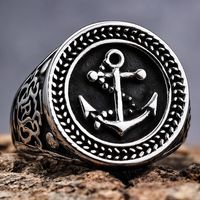 Vintage Style Anchor 304 Stainless Steel Polishing Men'S Wide Band Rings sku image 1