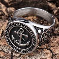 Vintage Style Anchor 304 Stainless Steel Polishing Men'S Wide Band Rings main image 3