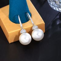 1 Pair Vintage Style Vacation Solid Color Inlay Copper Copper Alloy Artificial Pearls Drop Earrings main image 5