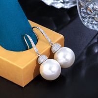1 Pair Vintage Style Vacation Solid Color Inlay Copper Copper Alloy Artificial Pearls Drop Earrings main image 3