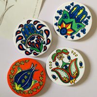 Ethnic Style Flower Ceramics Fridge Magnet main image 3