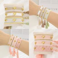 Simple Style Heart Shape Polyester Metal Embroidery Tassel Women's Drawstring Bracelets main image 5